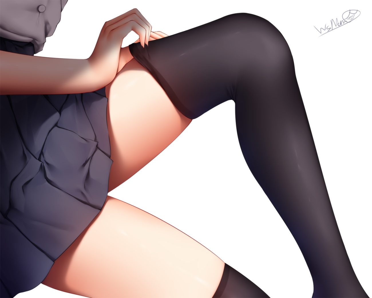 close dressing original school uniform signed skirt thighhighs white wsman