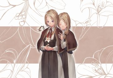 blonde hair blue eyes cape deracine dress flowers hug kazahi tsubame long hair ponytail tie yuliya