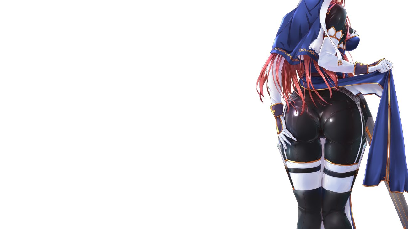 ass bodysuit cameltoe elbow gloves garter belt gloves knife long hair nun original red hair skintight stockings tori (puru0083) weapon white