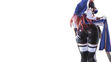 ass bodysuit cameltoe elbow gloves garter belt gloves knife long hair nun original red hair skintight stockings tori (puru0083) weapon white