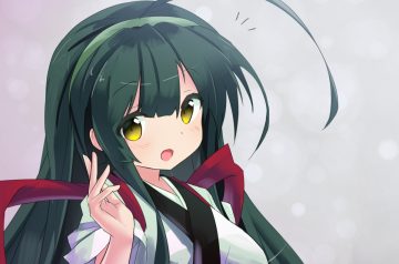 close green eyes green hair headband japanese clothes long hair ribbons ryougo touhoku zunko voiceroid