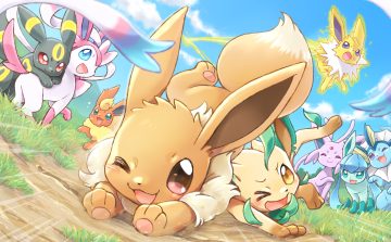 clouds eevee espeon flareon glaceon grass group jolteon leafeon no humans pokemon sky sylveon umbreon vaporeon wataametulip