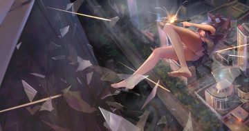 ass barefoot building cameltoe city gun long hair original panties school uniform underwear weapon xiao po qie