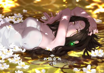 brown hair dress flowers long hair original rshow water yellow eyes