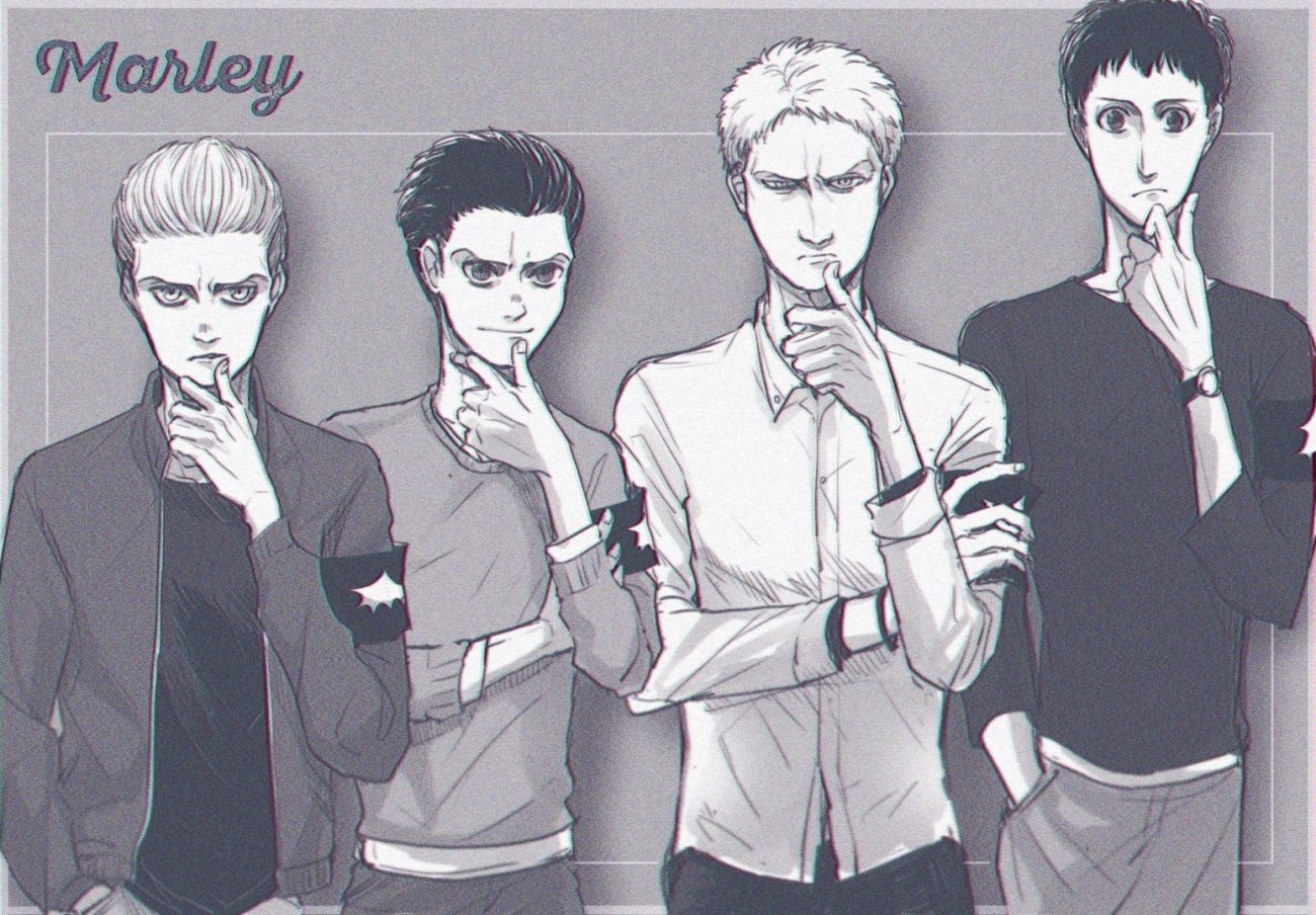 all male bertholt fubar harmaki male marcel galliard monochrome porco galliard reiner braun shingeki no kyojin