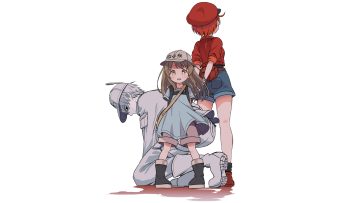 ae-3803 anthropomorphism black eyes blood boots brown hair gray hair hat hataraku saibou loli long hair male orange eyes platelet (hataraku saibou) red hair short hair shorts socks tagme (artist) third-party edit u-1146 white
