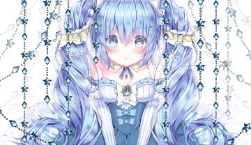 blue eyes blue hair blush hatsune miku long hair mullay (3170761748) vocaloid yuki miku
