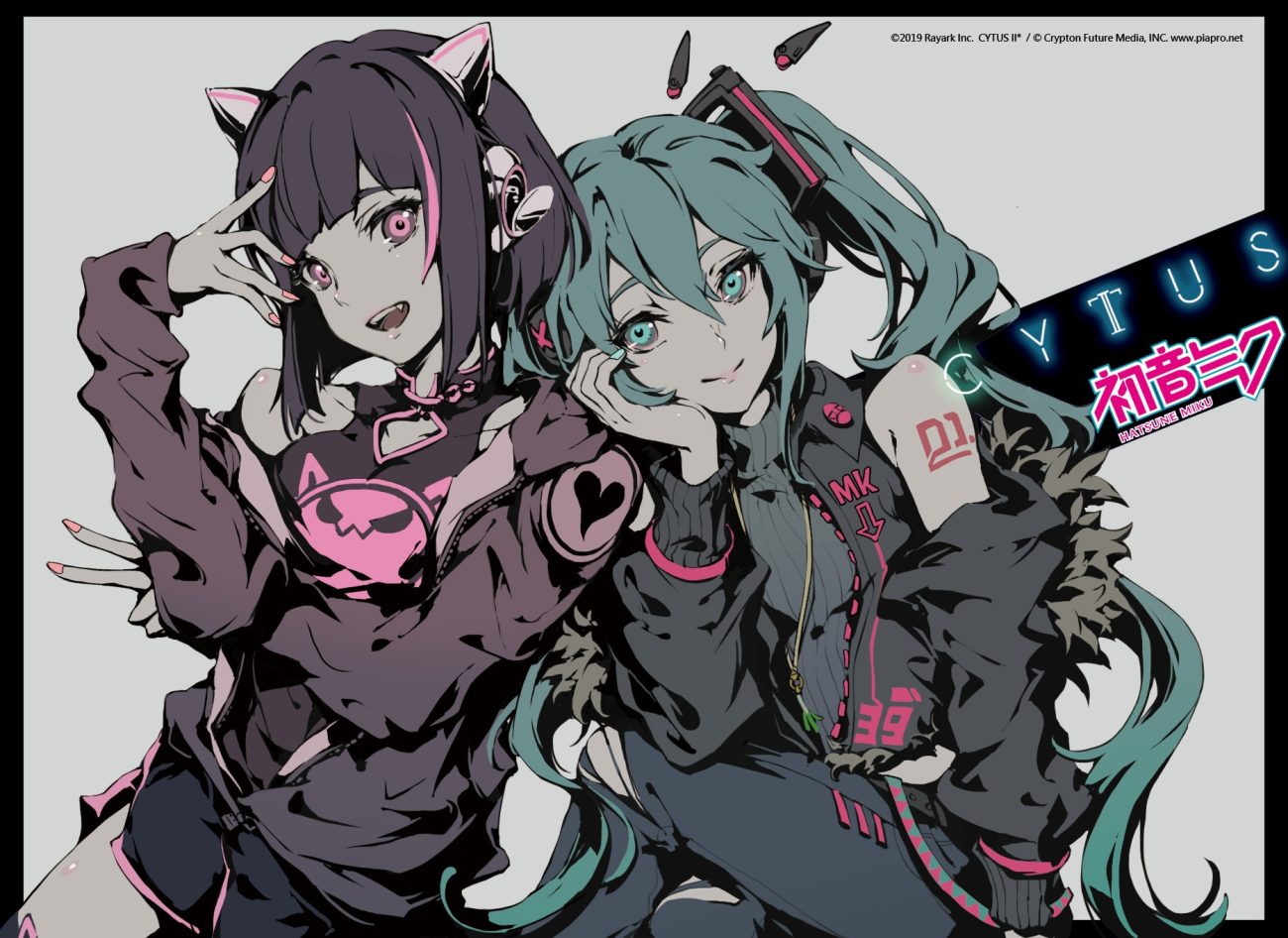 2girls asakura neko crossover cytus cytus 2 hatsune miku polychromatic ryori vocaloid
