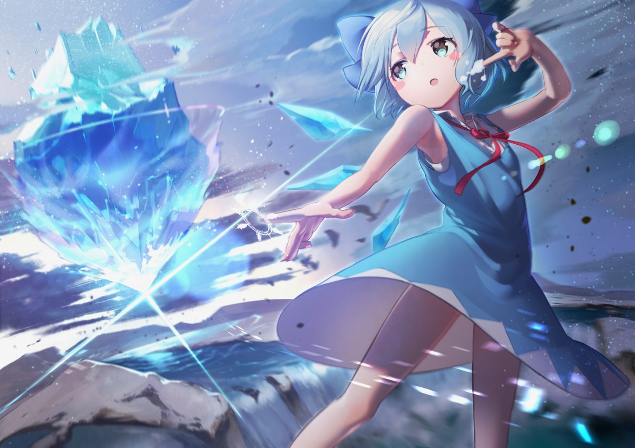 bow cirno dress fairy gesoking loli magic touhou water