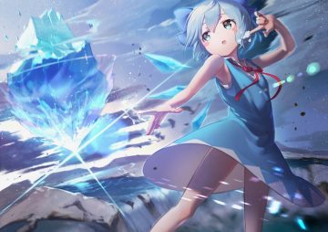 bow cirno dress fairy gesoking loli magic touhou water