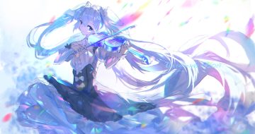 hatsune miku instrument qtian sketch violin vocaloid