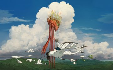animal bird clouds original sky yuu-rin