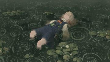 green moriya suwako rain touhou water yuu-rin