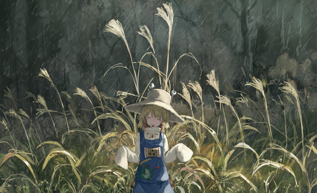 grass moriya suwako rain touhou water yuu-rin