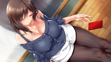 breasts brown hair cleavage erect nipples kure masahiro original pantyhose phone shorts sleeping