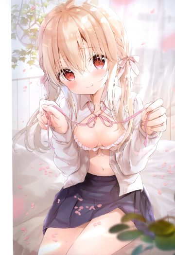 ame usagi amedama con shirousa mei bra open shirt seifuku undressing