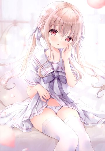ame usagi amedama con shirousa mei loli pantsu seifuku skirt lift thighhighs