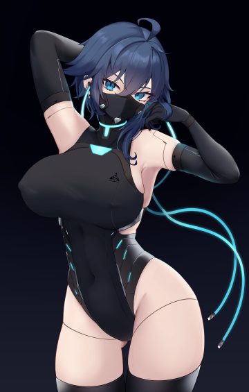 masaki nanaya erect nipples leotard mecha musume thighhighs