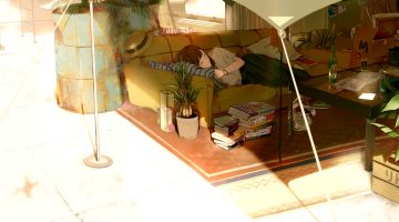 book brown hair couch drink hat maeda mic original shade short hair sleeping socks wristwear