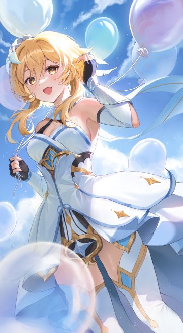 mopinapiki genshin impact lumine dress no bra thighhighs