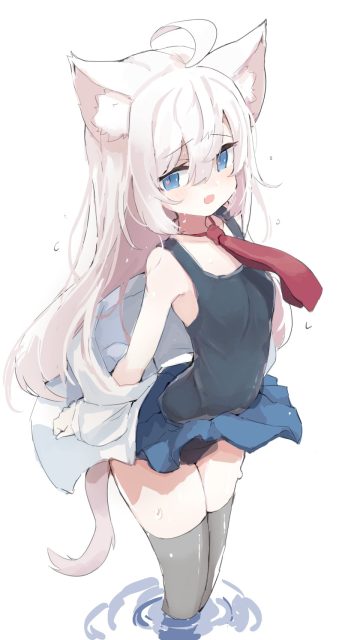 teranekosu animal ears loli nekomimi school swimsuit swimsuits tail thighhighs wet