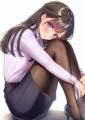 amagi shino dress shirt heels pantyhose