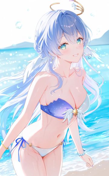 nasii honkai: star rail robin bikini halo swimsuits wet wings