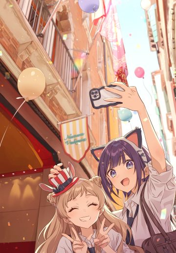 hechima animal ears bunny ears nekomimi seifuku selfie