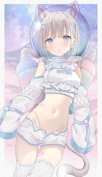 akino ell moka (akino ell) animal ears artist revision bandaid nekomimi pantsu tail thighhighs