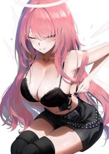 arknights lemuen (arknights) angel bra lingerie tagme thighhighs undressing wings