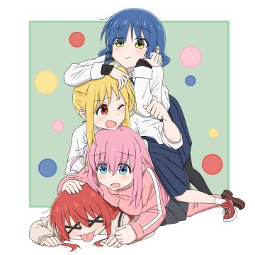 oekaki bibbi bocchi the rock! gotou hitori ijichi nijika kita ikuyo yamada ryou gym uniform seifuku