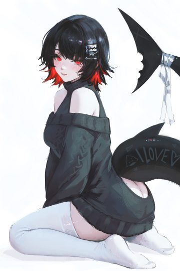nixeu zenless zone zero ellen joe ass dress nopan sweater tail thighhighs