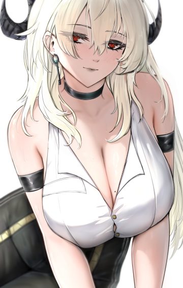 yunareas wuthering waves zani dress shirt horns no bra open shirt