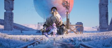 3d bandage bow butterfly castorice (honkai: star rail) choker dress flowers garter gloves headdress honkai (series) honkai: star rail long hair planet purple eyes purple hair reflection sky socks train void 0