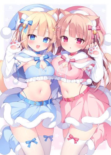 kirimiya tsurugi animal ears nekomimi no bra skirt lift symmetrical docking tail thighhighs