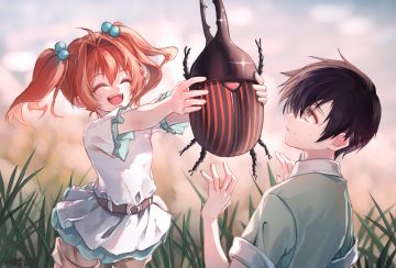 black hair eiyuu densetsu estelle bright grass joshua bright male red hair shirt short hair shorts signed twintails willfin yellow eyes