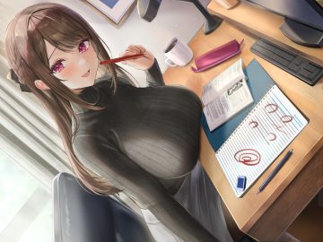 blush braids brown hair computer drink long hair original pantyhose red eyes sakamuke