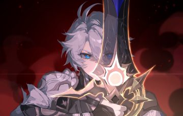 all male armor blue eyes choker close gray hair honkai (series) honkai: star rail male phainon (honkai: star rail) short hair sketch sword weapon youzaiyouzai143