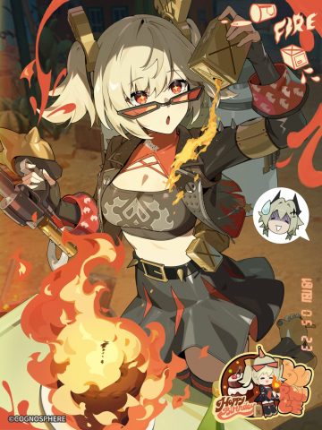 zenless zone zero burnice white caesar king chibi garter horns megane tagme thighhighs weapon