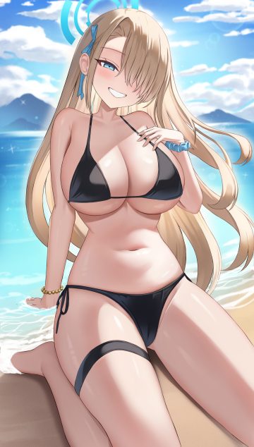 kitin blue archive ichinose asuna bikini garter halo swimsuits wet