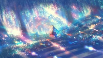 bou nin cape dress forest long hair original polychromatic stairs tree