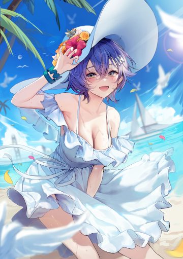 yuna (deadawon) zenless zone zero belle (zenless zone zero) dress skirt lift summer dress wet