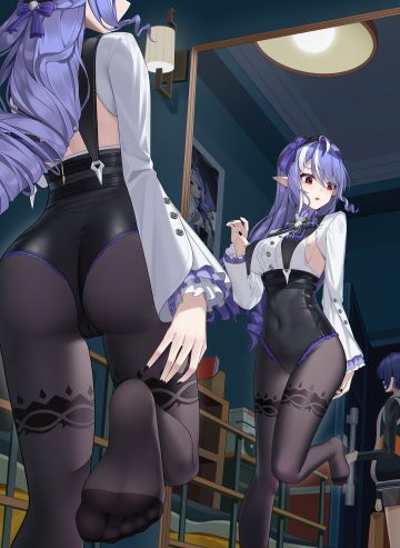 wuren zenless zone zero belle (zenless zone zero) vivian (zenless zone zero) ass cameltoe feet leotard no bra pantyhose pointy ears