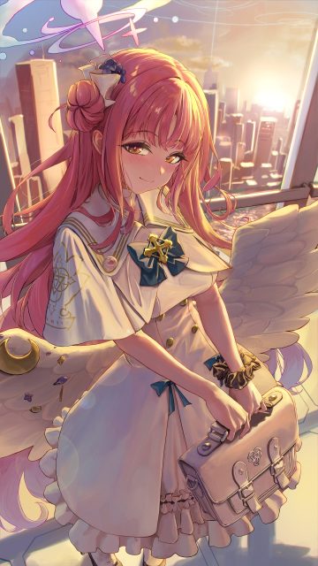 bocchi (kuropom7) blue archive misono mika angel artist revision dress wings