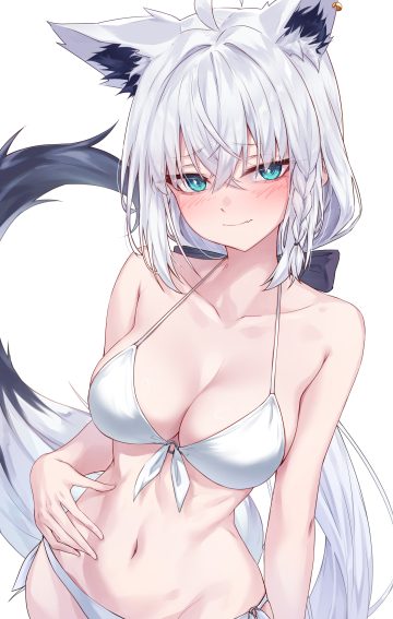 gin9684 hololive hololive gamers shirakami fubuki animal ears bikini kitsune swimsuits tail