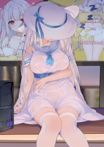 niliu chahui artist revision no bra nopan see through seifuku thighhighs vibrator wet wet clothes