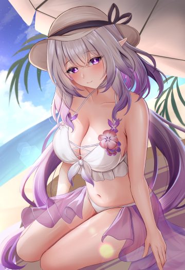 shouhaku honkai: star rail castorice bikini pointy ears see through swimsuits