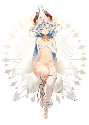 keibeam quiet sun breast hold horns naked tattoo thighhighs