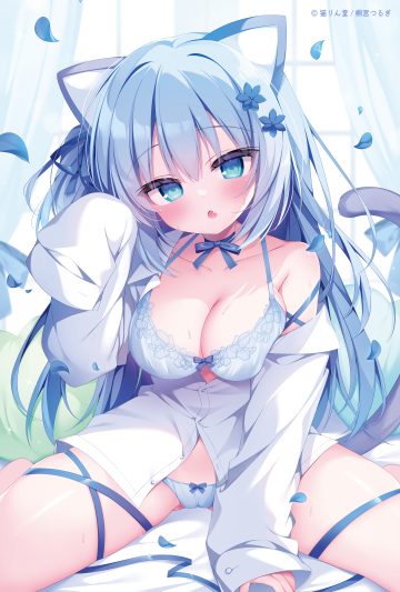 kirimiya tsurugi animal ears bra cameltoe dress shirt nekomimi open shirt pantsu tail wet