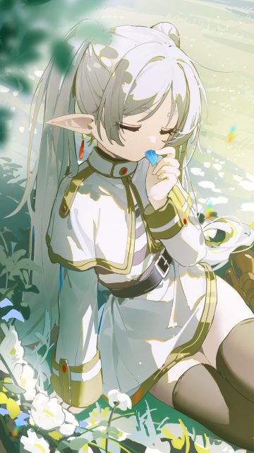 coria sousou no frieren frieren dress elf pointy ears thighhighs